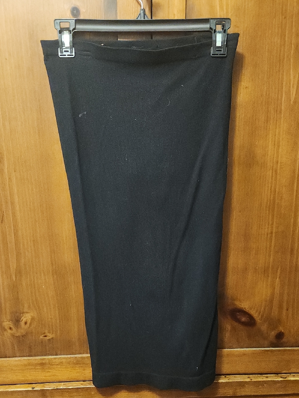 Classic Black Knit Pencil Skirt/ Tubless Dress Stretchy Ribbed Material